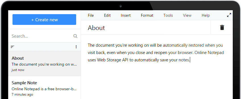 Nutseo Online Notepad Screenshot