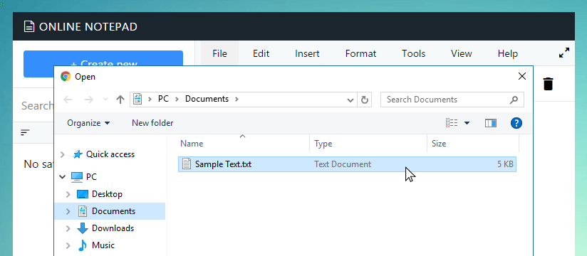 Open file dialog in Nutseo